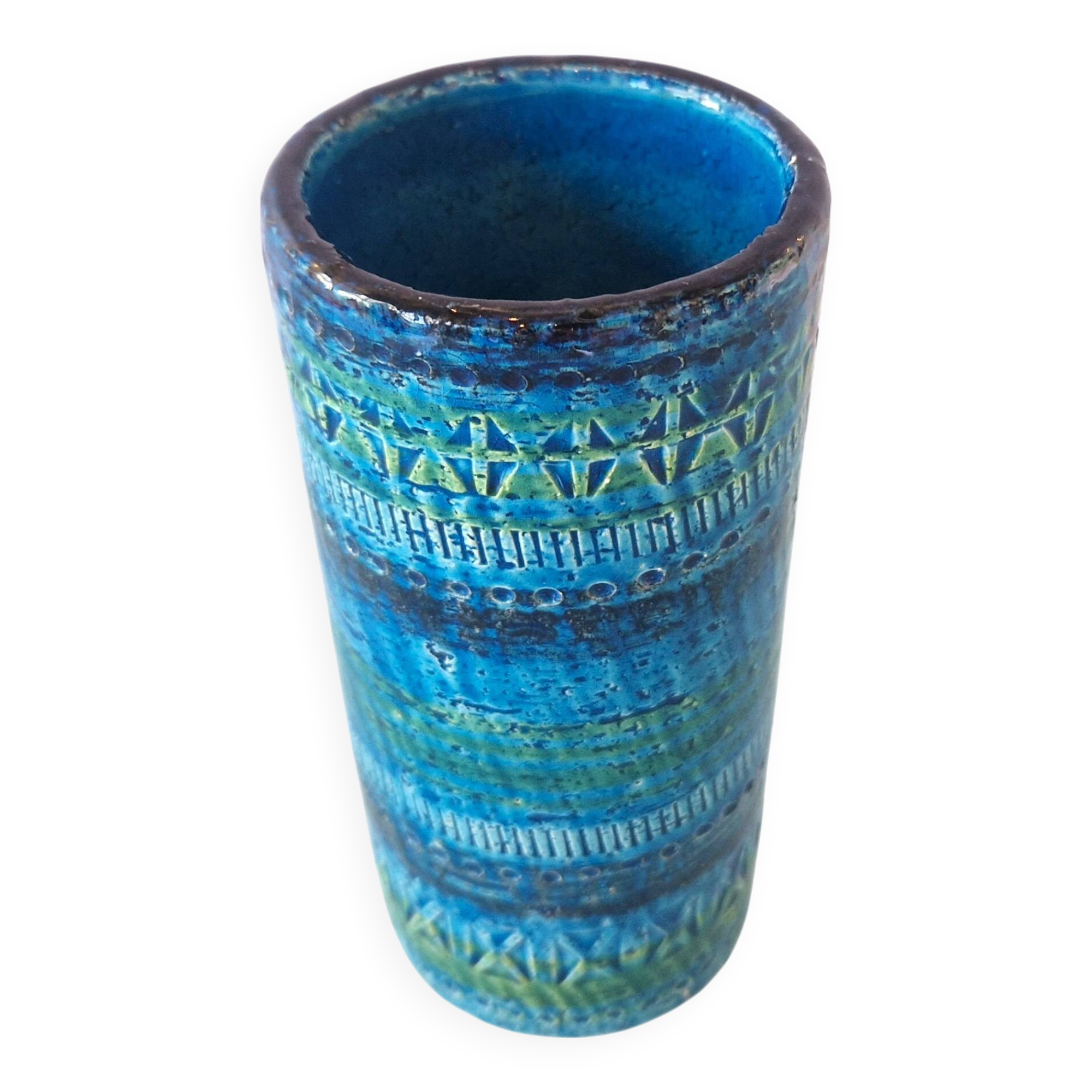 'Rimini Blu' series ceramic vase by Aldo Londi for Bitossi, Italy 1960's