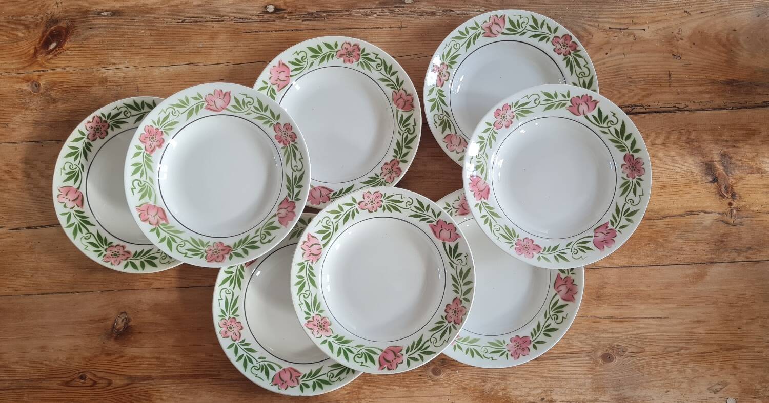 Set of 8 vintage earthenware plates