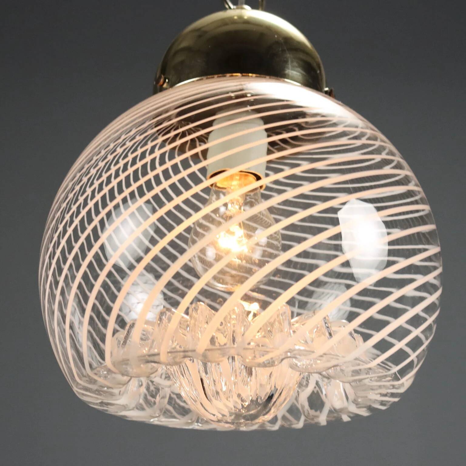Vintage chrome metal suspension, Italian design from the 1970s.