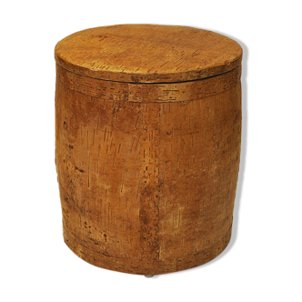 Pouf en bouleau vintage avec couvercle amovible Suède 1972