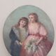 Portrait painting to young girls oil on canvas 19th
