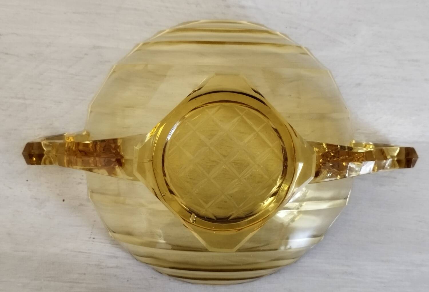 Molded glass fruit bowl art deco style amber