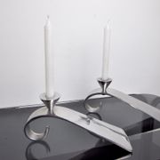 Pair of comma candlesticks by matthew hilton, England, 1980