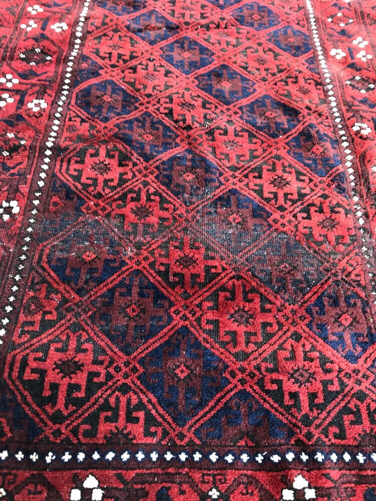 Pretty rug old belgian Afghan Turkmen handmade 100x180 cm