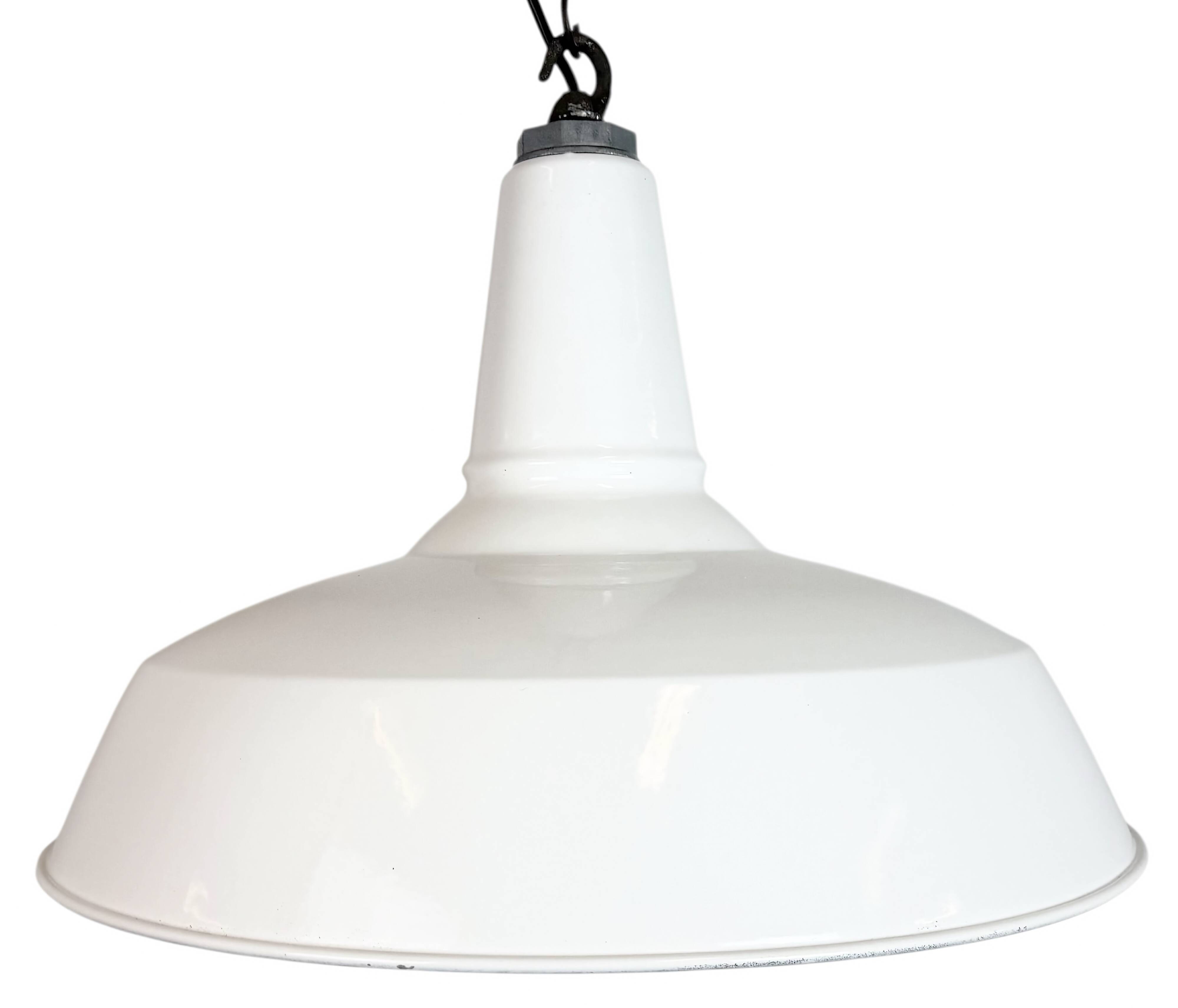 Industrial White Enamel Factory Pendant Lamp from Benjamin USA, 1960s