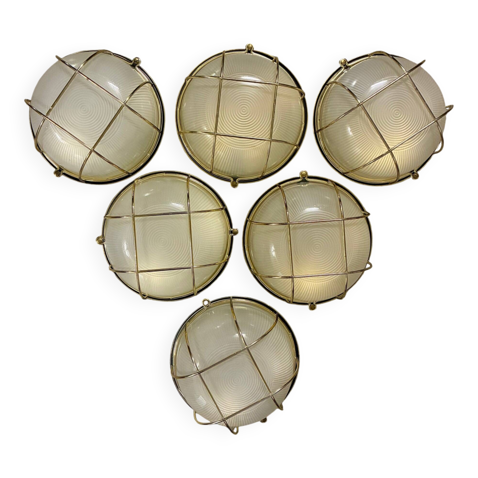 Industrial wall lights in glass and metal - 1970.