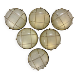 Industrial wall lights in glass and metal - 1970.