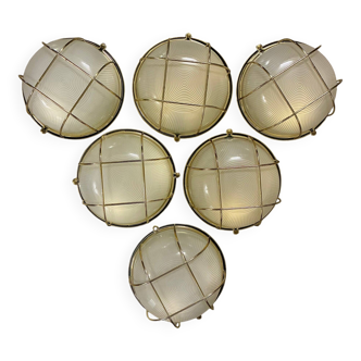 Industrial wall lights in glass and metal - 1970.