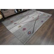 1970s Vintage Turkish Oushak Handmade Wool Cotton Gray Area Rug 200x316