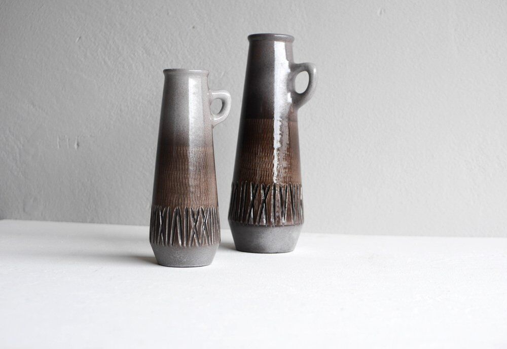 Mid-century modern art ceramic vases by Ingrid Atterberg for Upsala-Ekeby, 1970s, set of 2