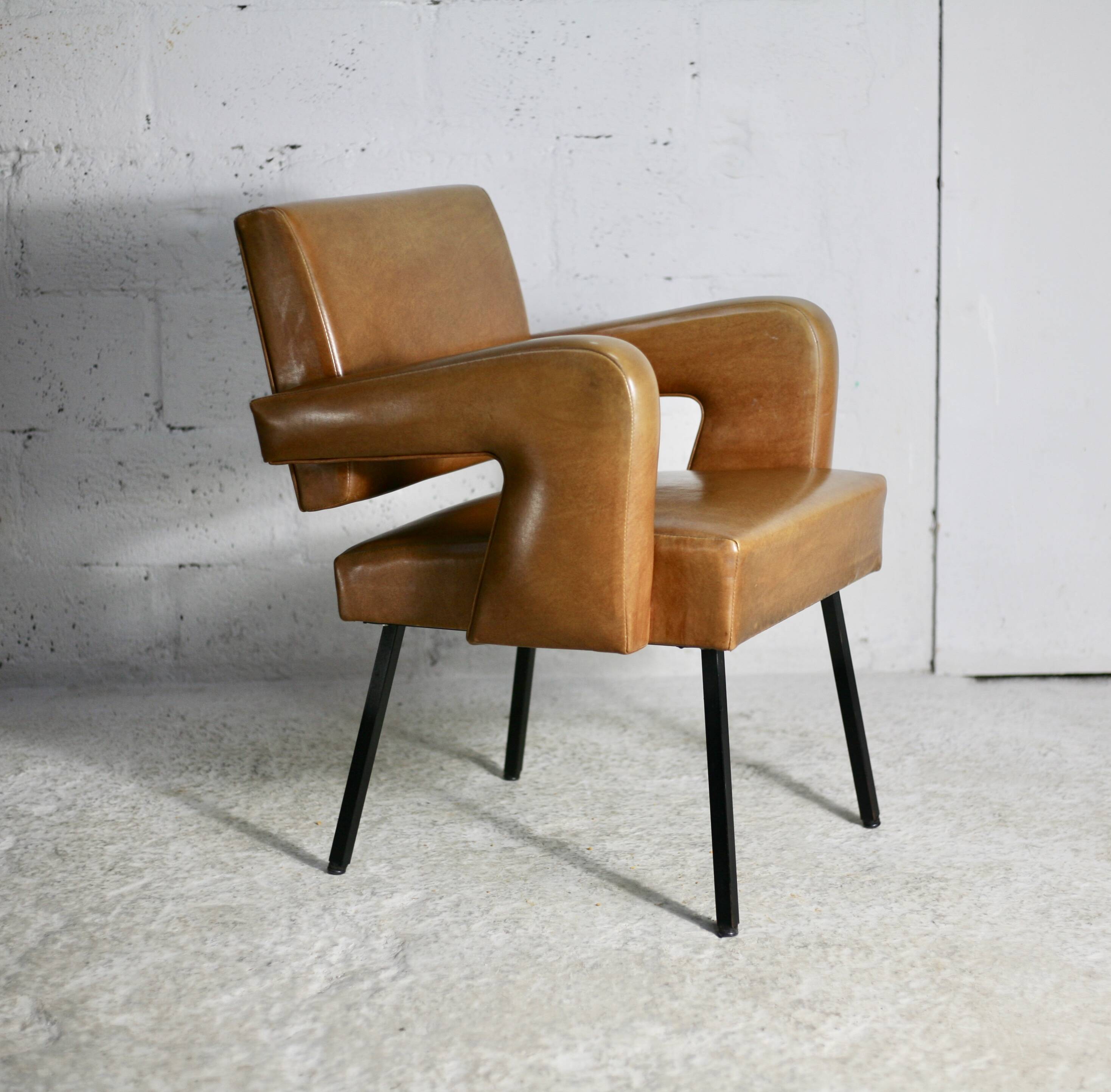 Armchair Jacques Adnet, style circa 1955