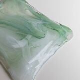Vintage Murano Glass Tray in Green and White Swirls - Handmade Italian Glass, Mid-Century 1970s