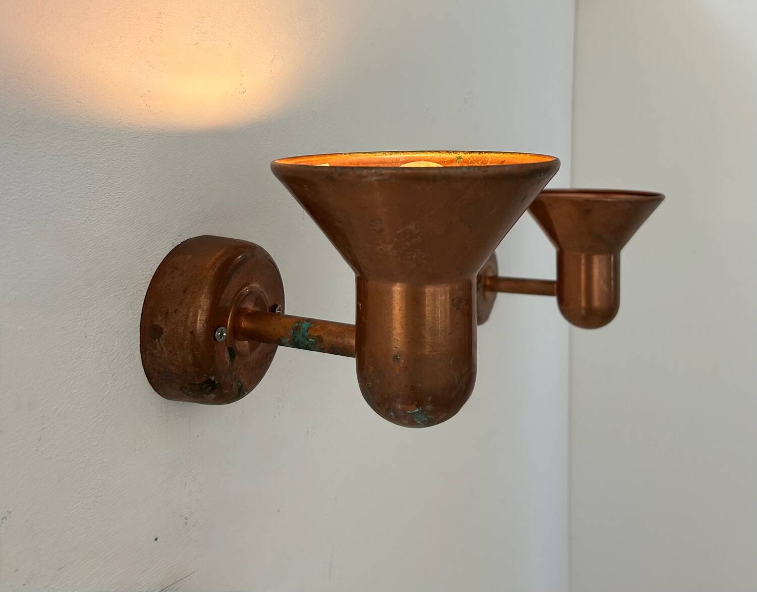 Pair of vintage copper wall lights, Denmark 1970s