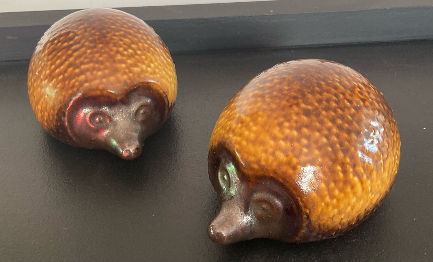 Pair of vintage ceramic hedgehogs