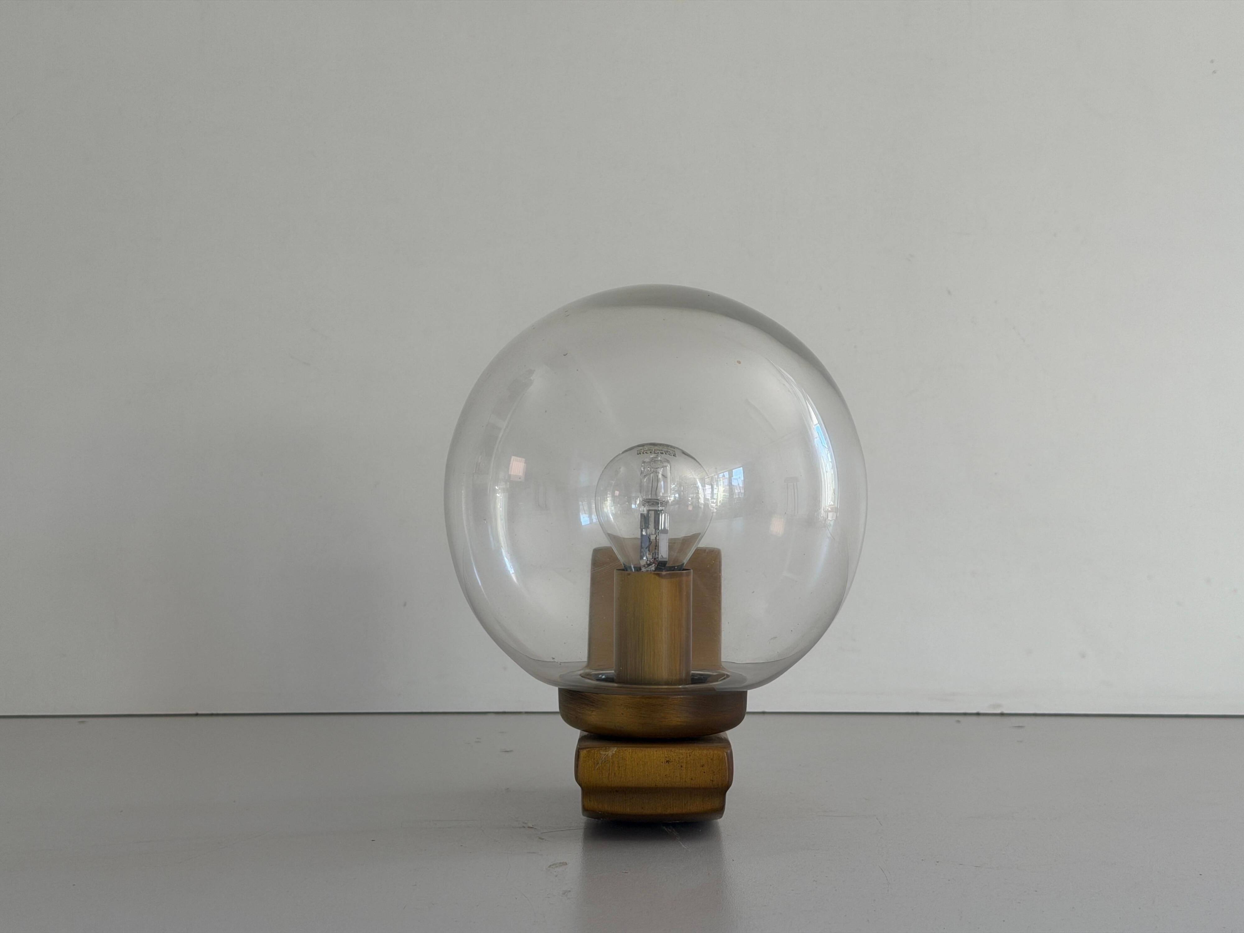 Simple glass and brass wall light from the mid-century, 1960, Germany.