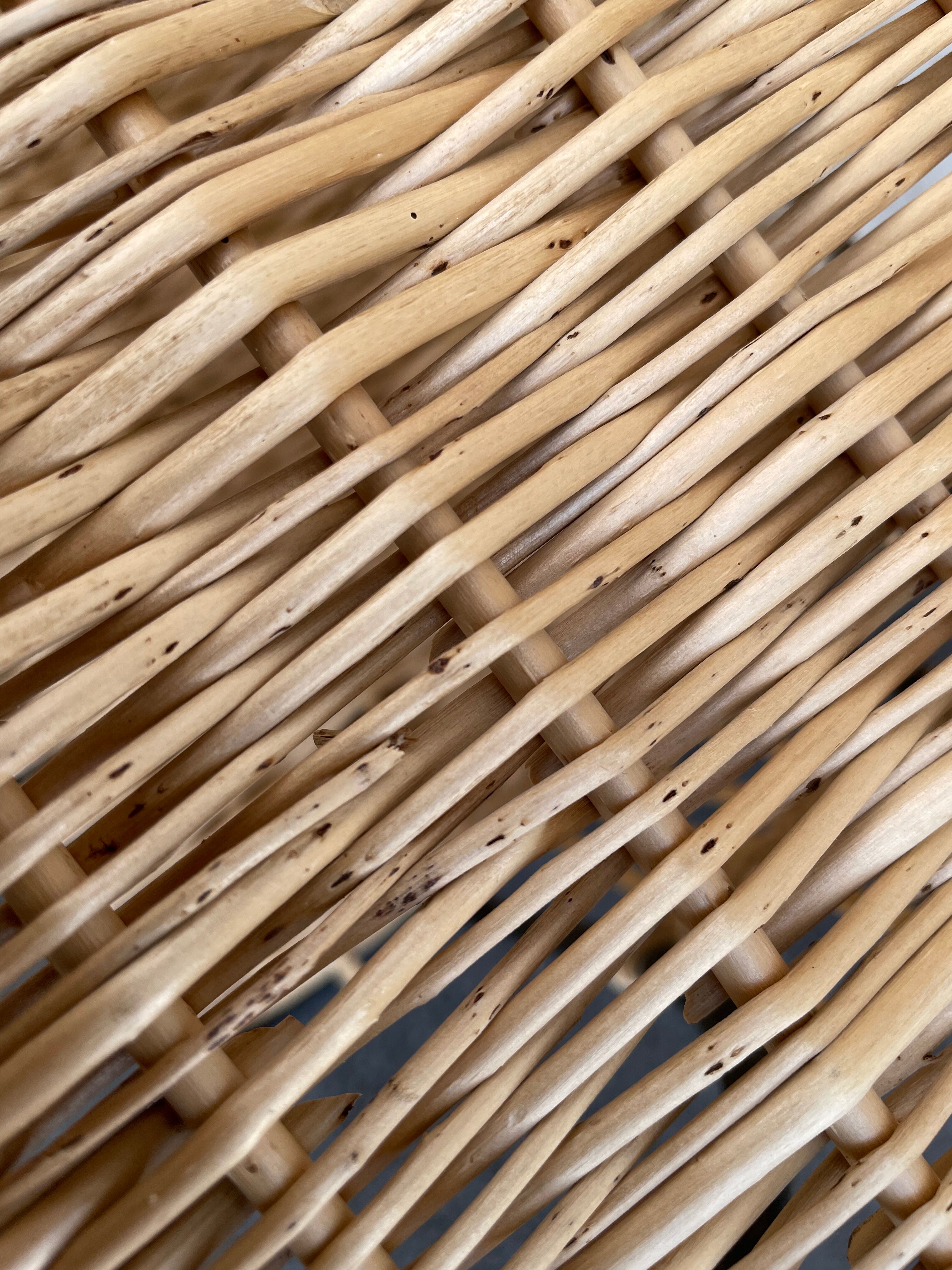 Wicker lyre side table