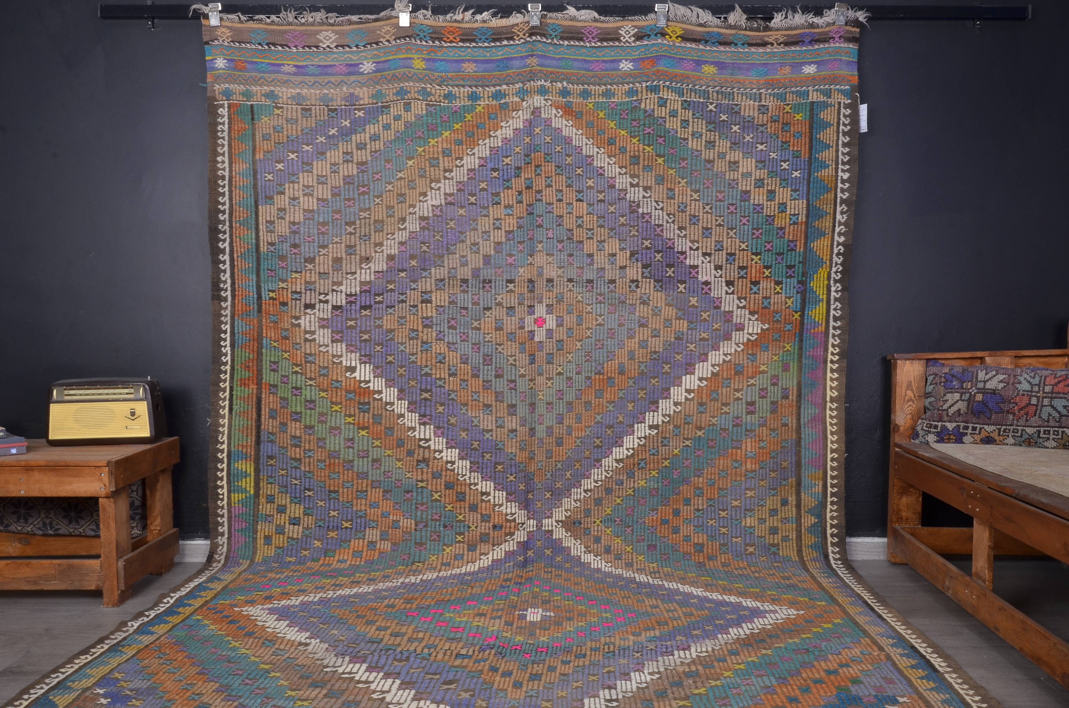 Antique Anatolian Vintage Kilim Rug 1895
