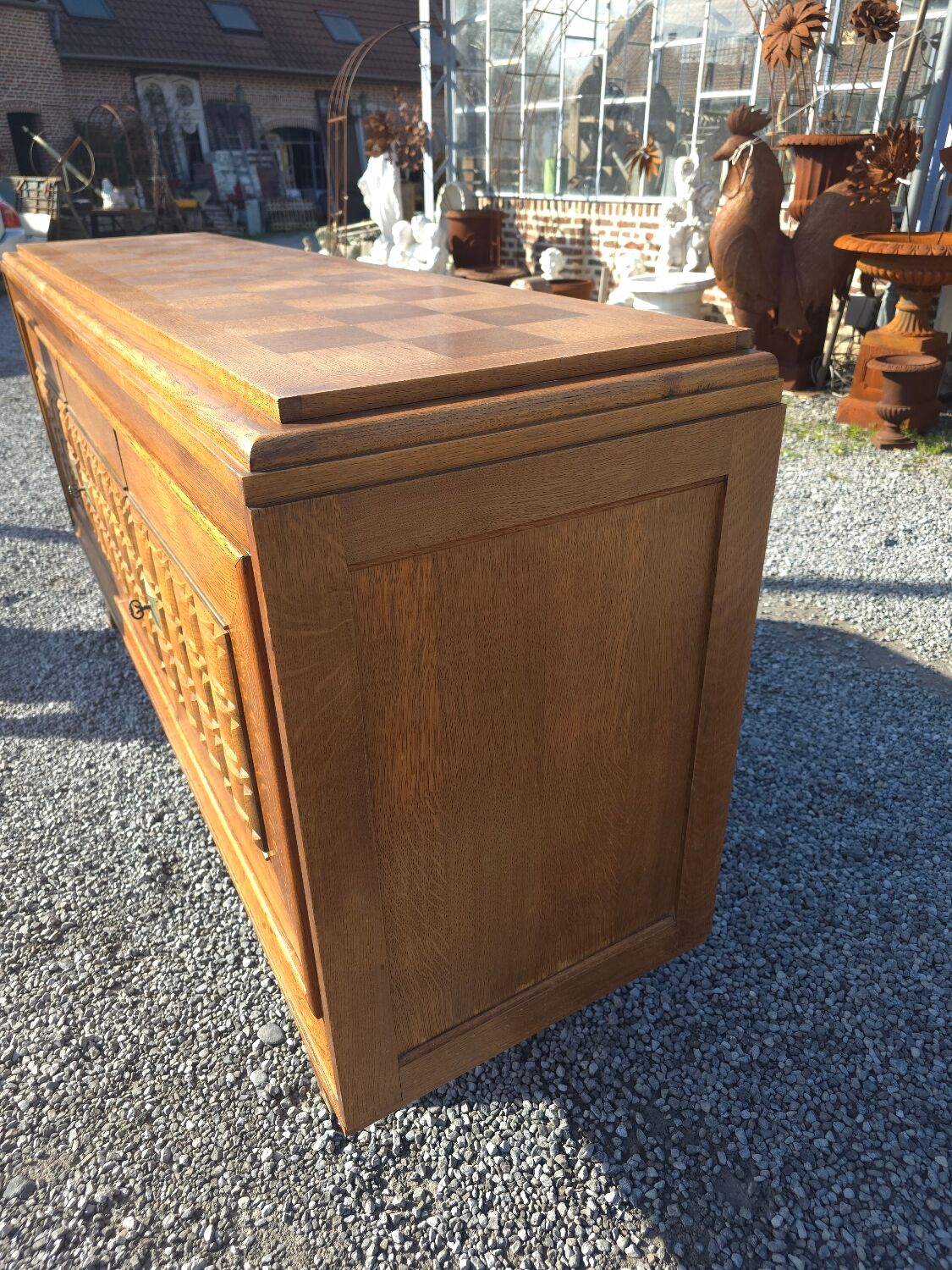 Enfilade with 3 Art Deco doors from the 1950s in oak.