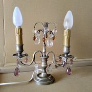 Pair of girandole lamps and silver metal