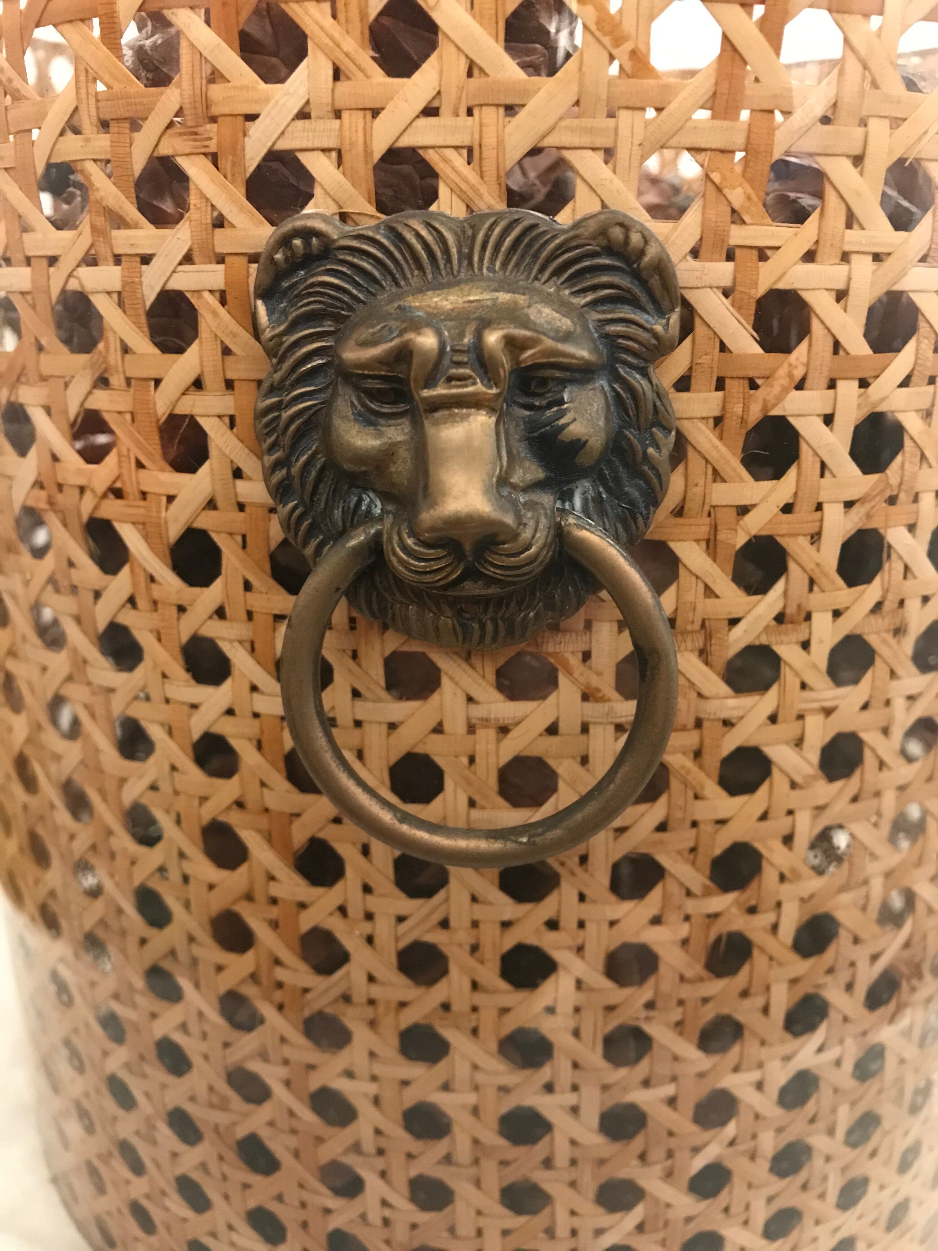 Lucite and brass magazine rack