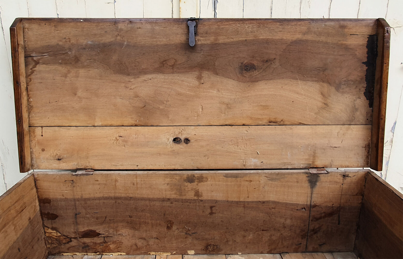 Former large wedding chest, solid wood, mid 19th century
