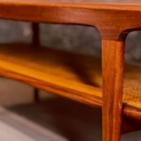 Teak Coffee table by with a rattan rack