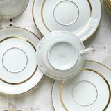Service à thé/café vintage en porcelaine Bernardaud & Cie Limoges France blanche doré