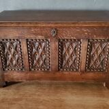 Mini carved oak chest