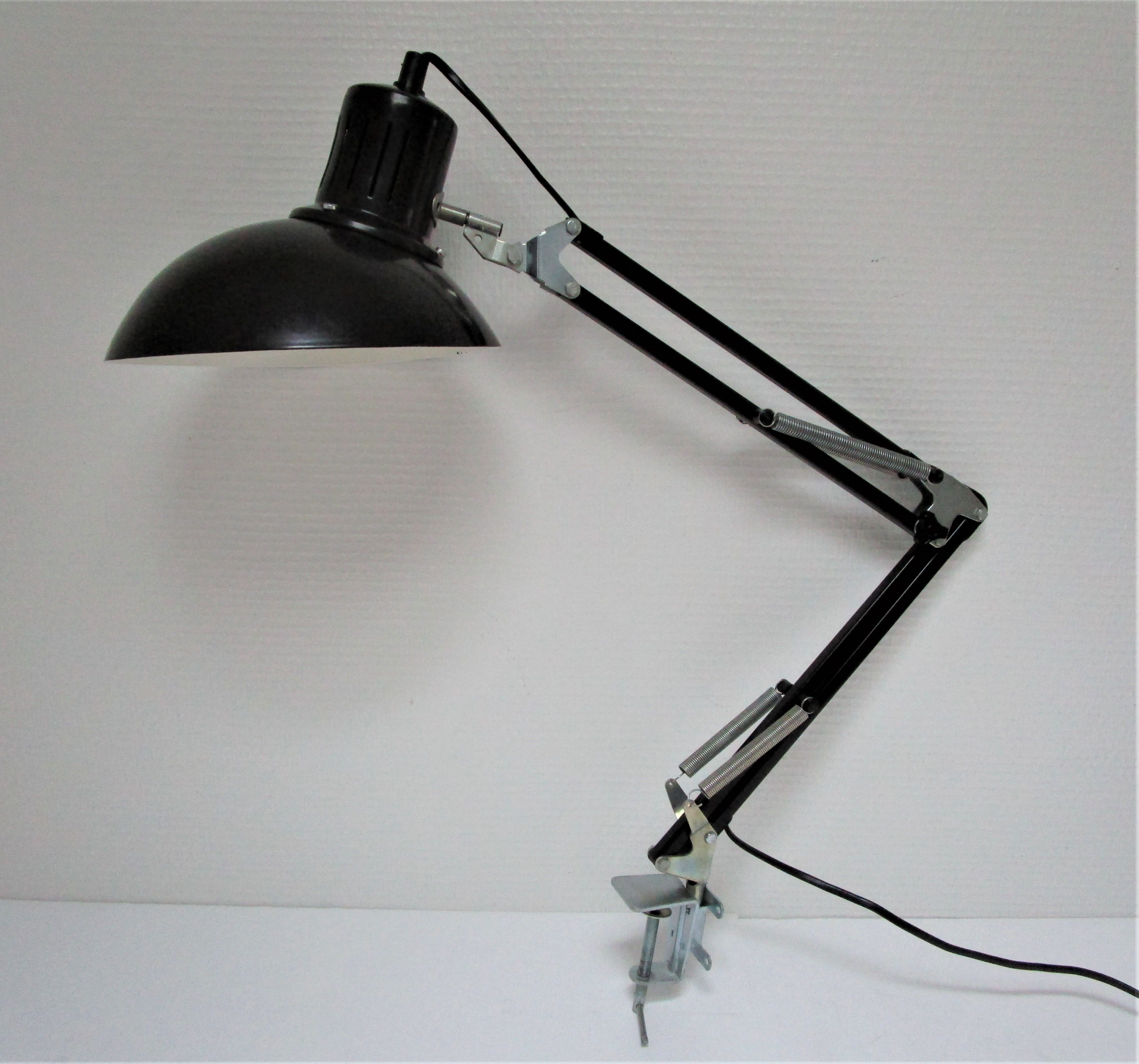 Lamp architect metal black design Aluminor vintage