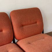 Strafor 2-seater bench, orange wool and sled base, 1970s.