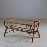 Vintage rattan coffee table, France 1960.