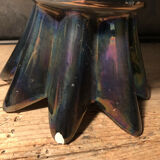 Pair of vases in iridescent ceramic shape flower