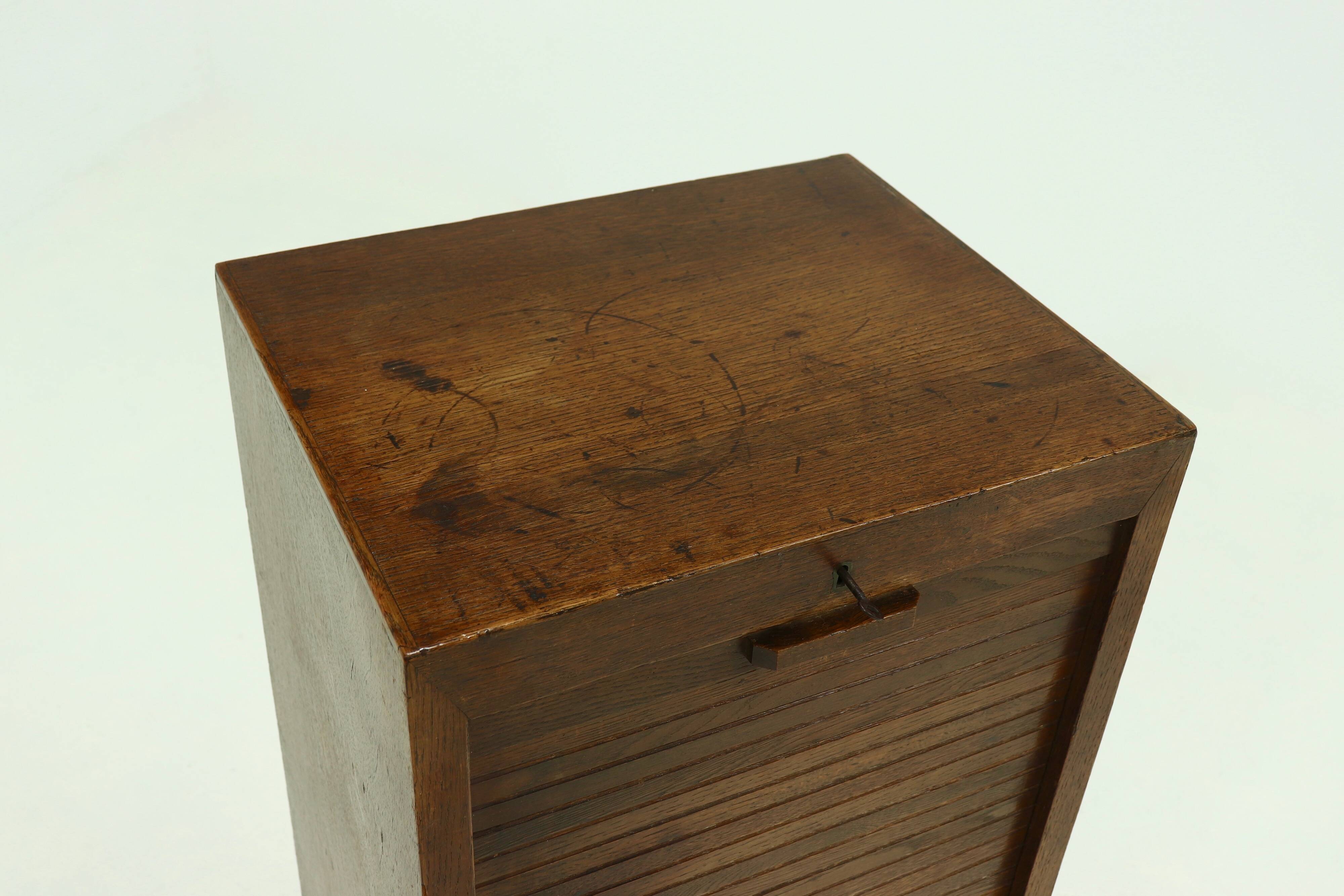 Amsterdam School Art Deco Tambour Door Cabinet 1920s