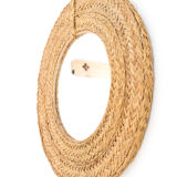 Round mirror made of esparto grass