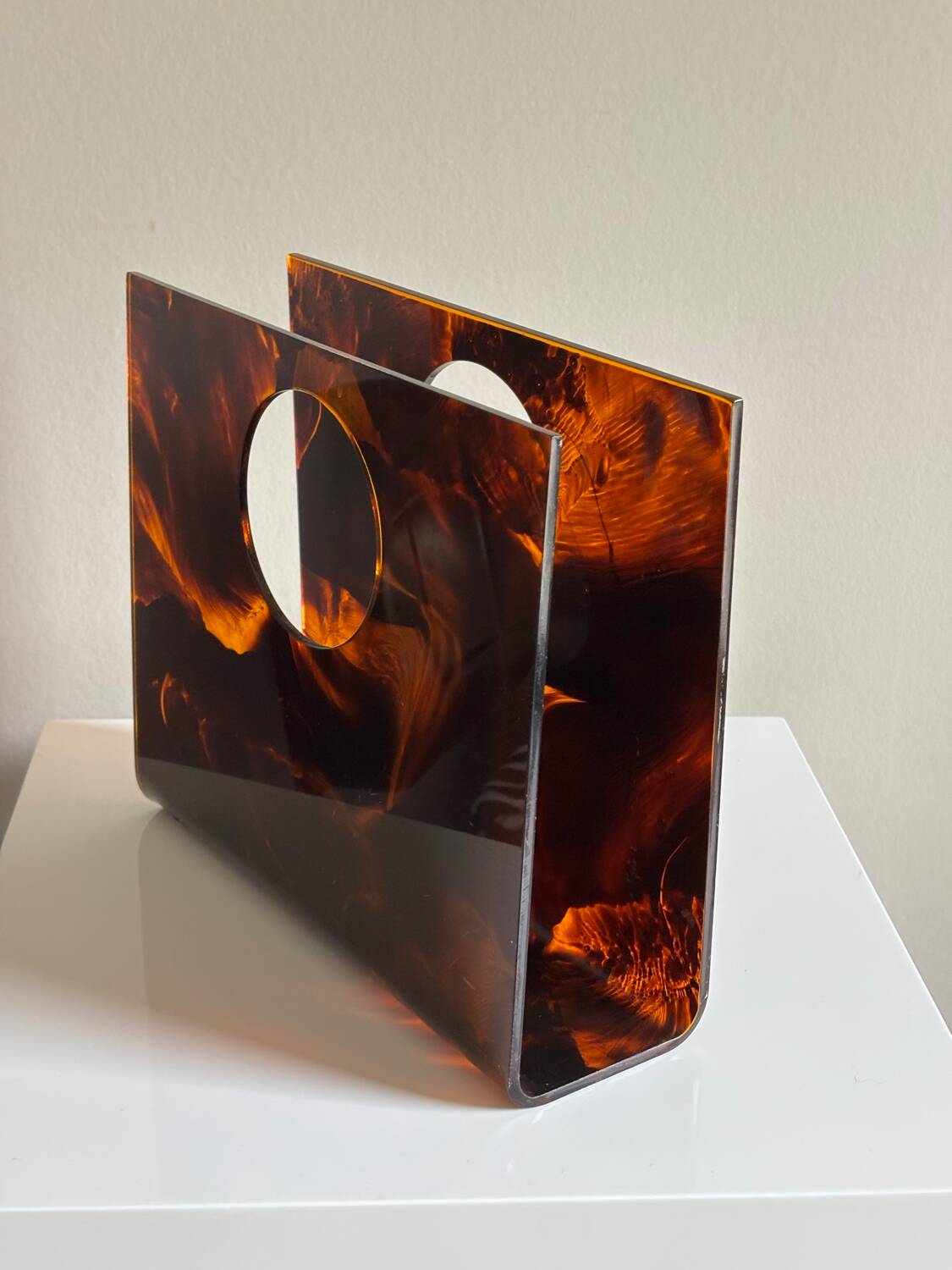 70s plexiglass magazine rack