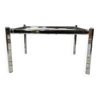 Table basse chrome et verre 1970