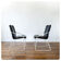 Series of 4 leather chairs, white lace-up sled