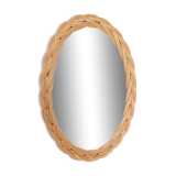 Vintage oval rattan mirror
