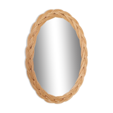 Miroir vintage ovale en rotin