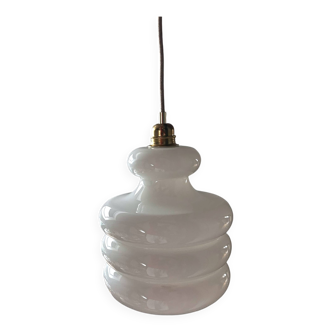 Suspension en opaline blanche seventies