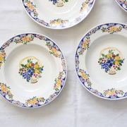 Set of 5 Boch soup plates, Fructidor service, vintage