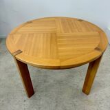 Old extendable table in solid elm from the 70s/80s, Maison Regain Vintage design