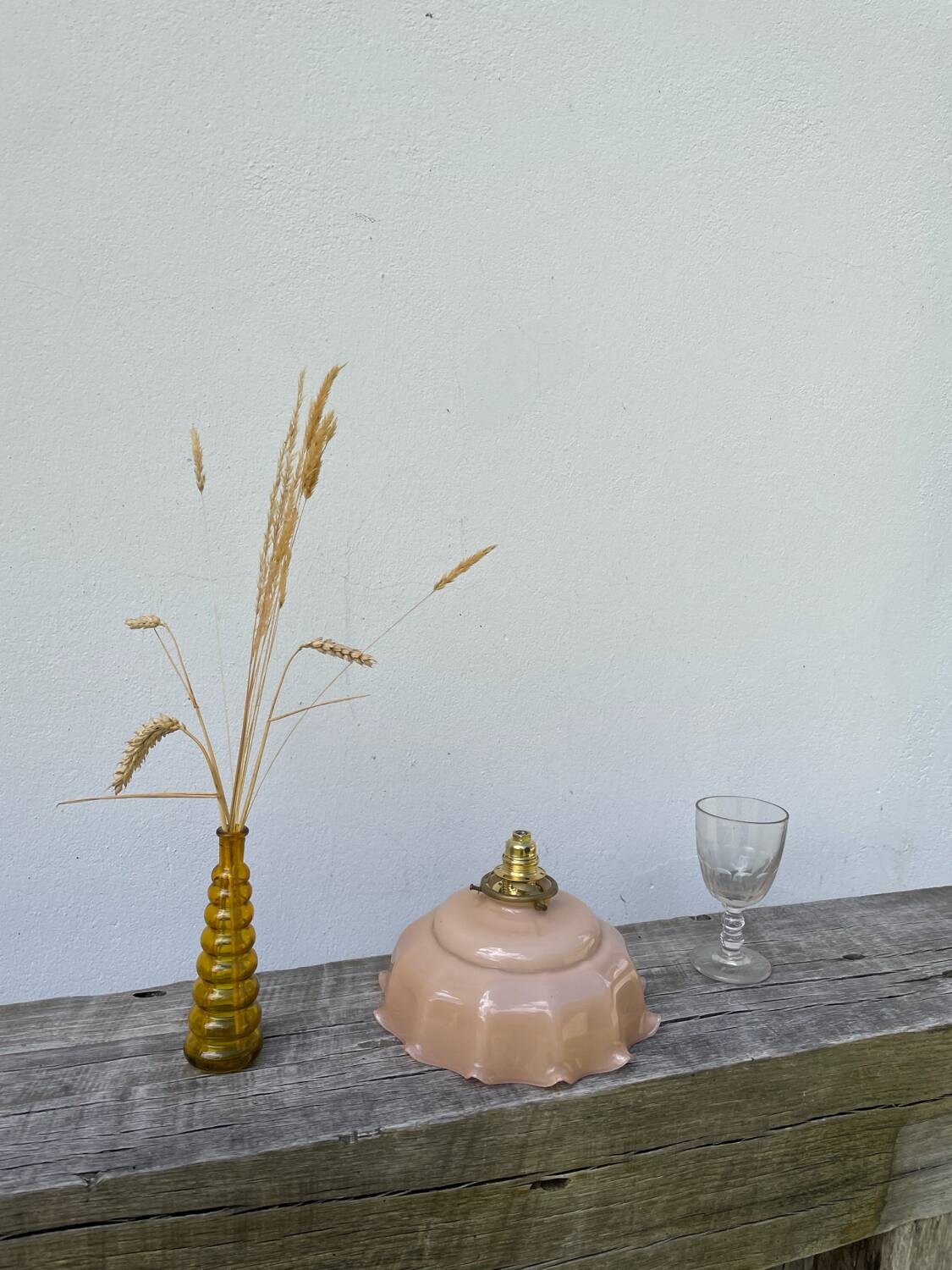 Opaline powder pink glass pendant light
