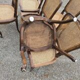 Set of 6 Louis XV chairs in wood and cane