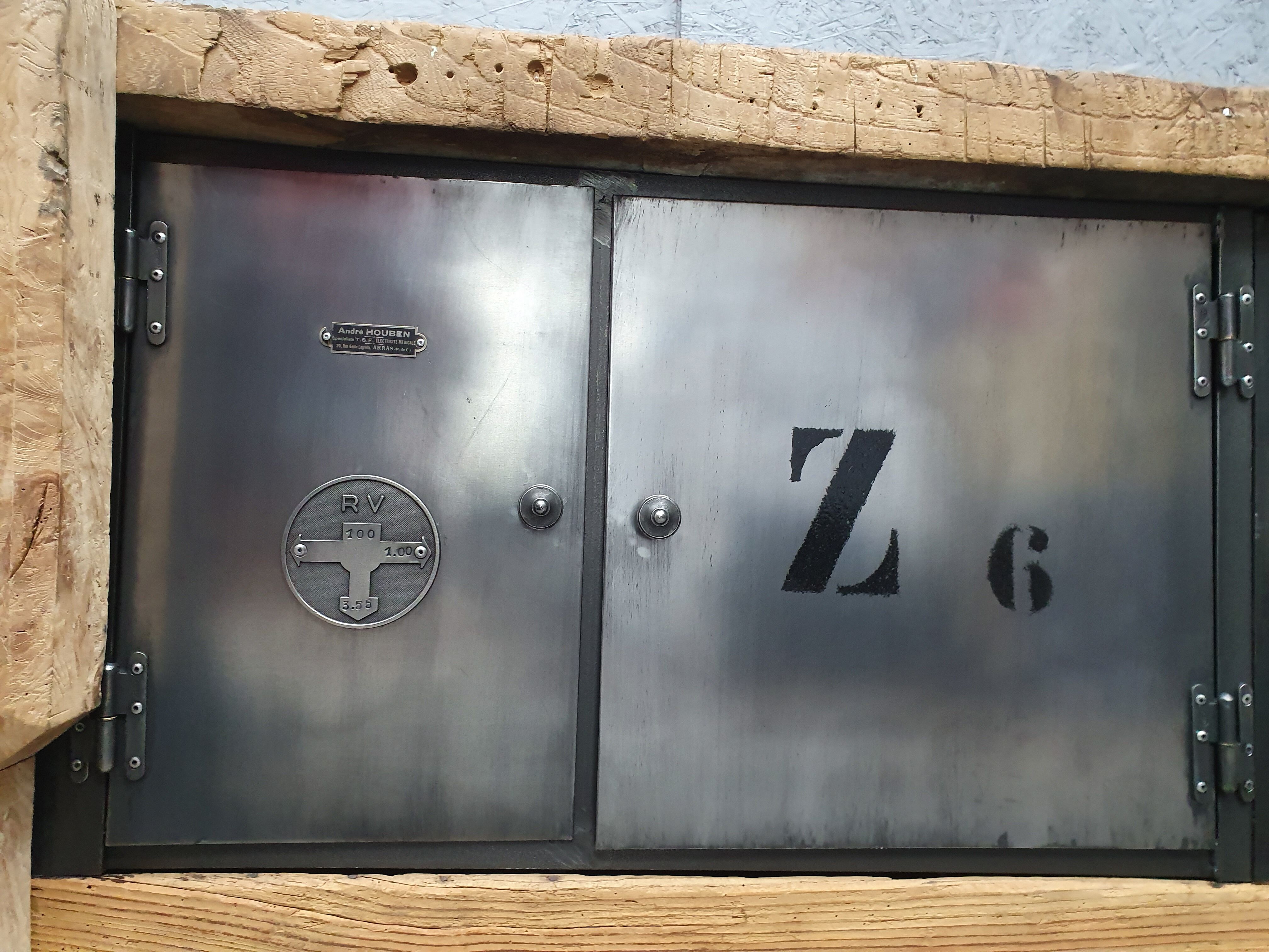 Industrial established furniture two metal doors and 6 wooden drawers