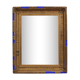 Golden antique mirror with leaf and bright king blue
