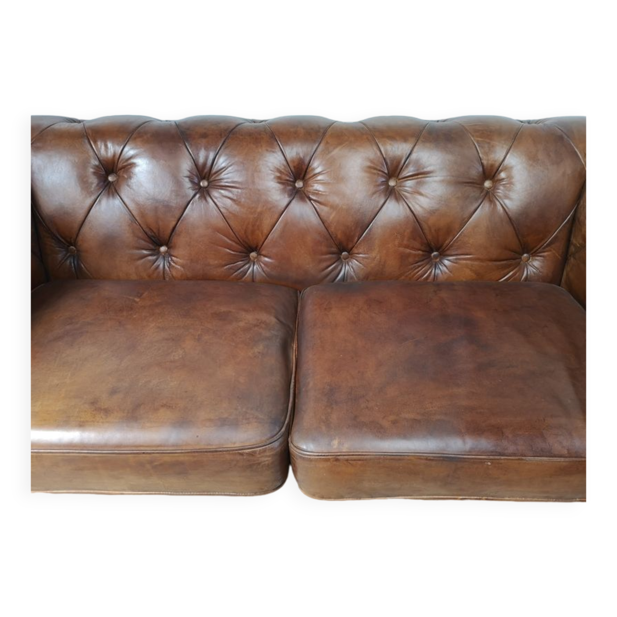 English brown leather chesterfield sofa