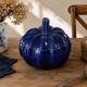 Large vintage soup tureen in glazed ultramarine ceramic