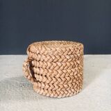 French Mediterranean Low Rope Stool by Audoux Minet, 1940s