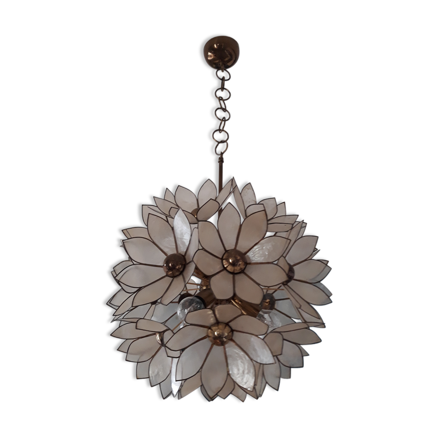 Lustre boule en laiton et nacre